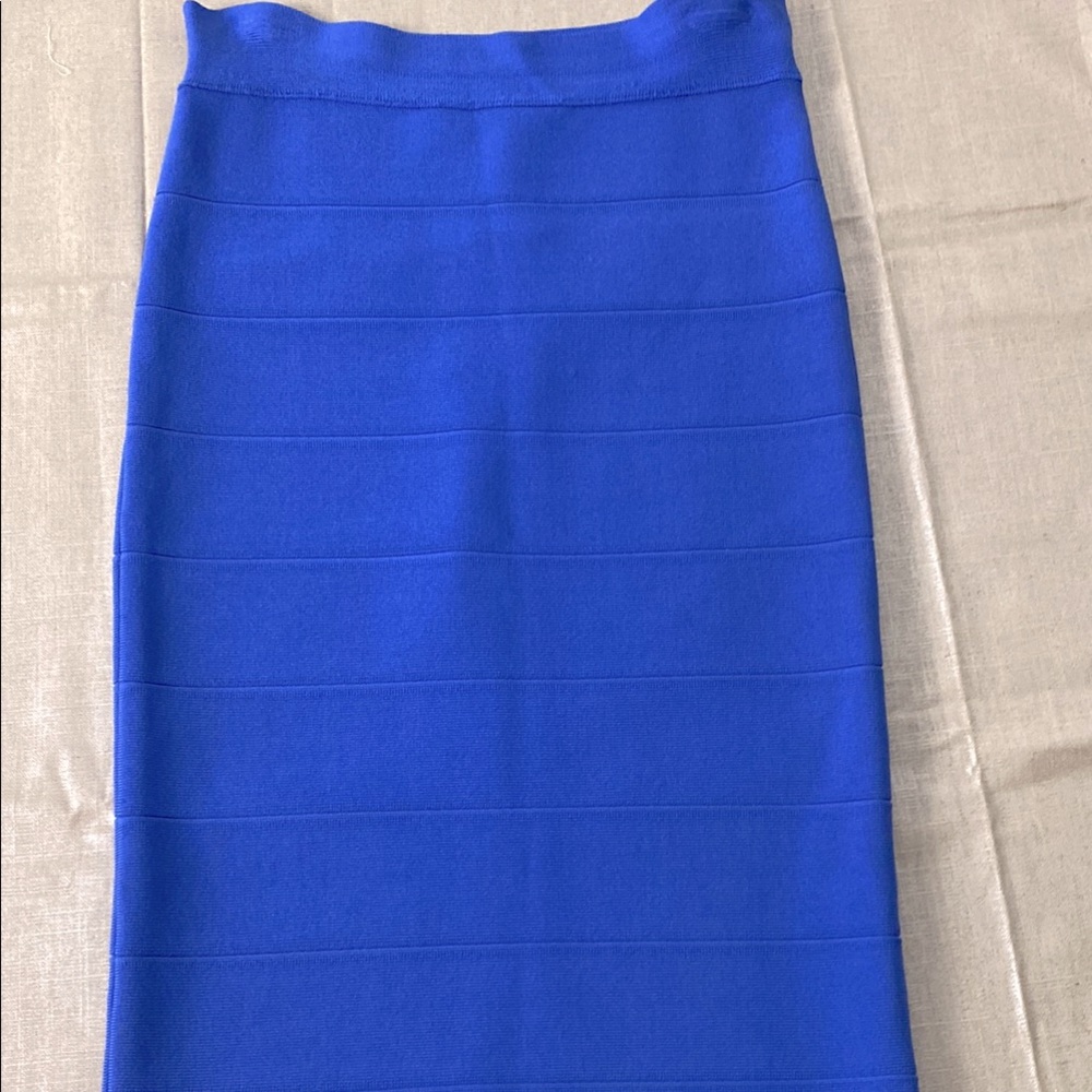 BCBGMaxAzria Blue Ribbed Pencil Skirt Cocktail